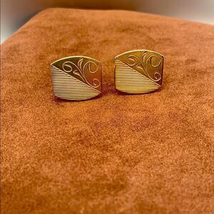Vintage Art Brushed Gold Cuff links, Unmarked